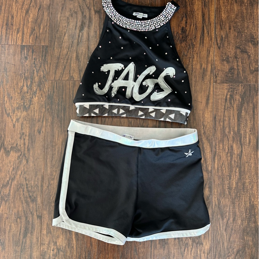 JAGS Cheerleading Outfit Black and Silver
